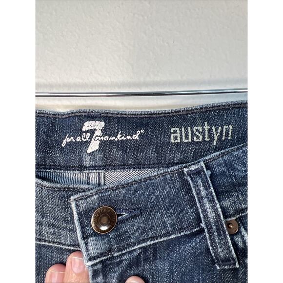 7 For All Mankind Jeans size 33 Blue Austyn Regular Fit Straight Leg Stretch - Picture 3 of 12